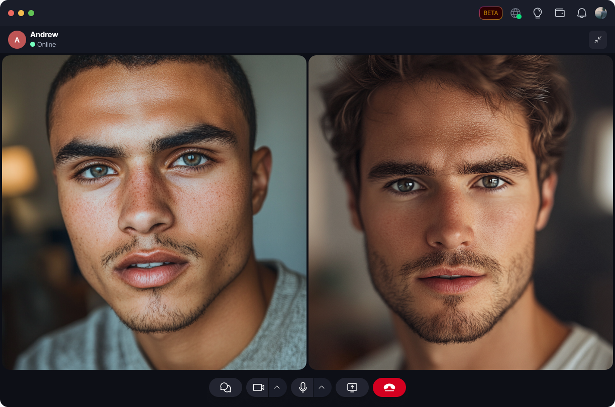 Minimize Self View π² Β· Desktop In a direct (one-to-one) video call, your own camera preview appears alongside the other person's video.