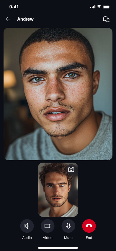Minimize Self View π² Β· Mobile In a direct (one-to-one) video call, your own camera preview appears alongside the other person's video.